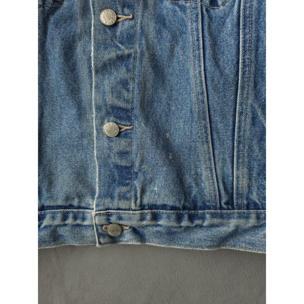 Vintage 90s Warner Bros. Looney Tunes Taz Bugs Bunny Denim Jean Jacket S - Picture 8 of 11